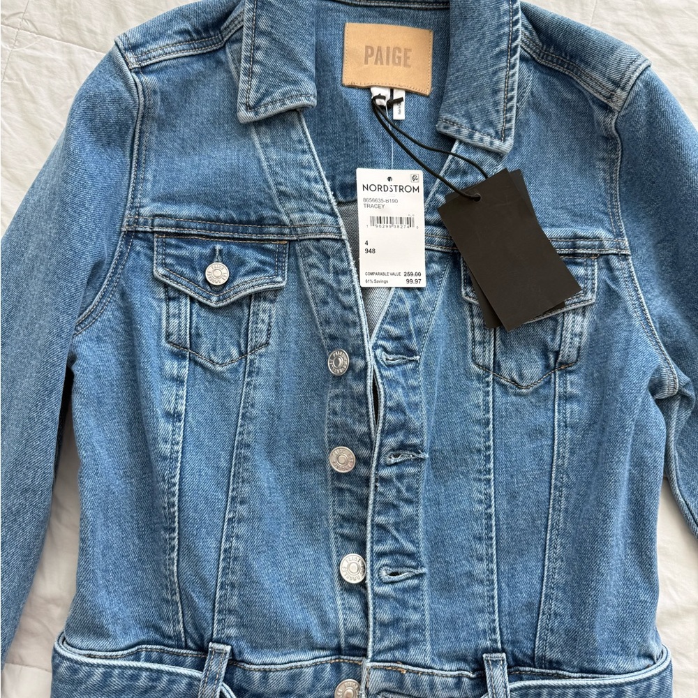 PAIGE Light Blue Denim Belted Romper - Picture 3 of 4